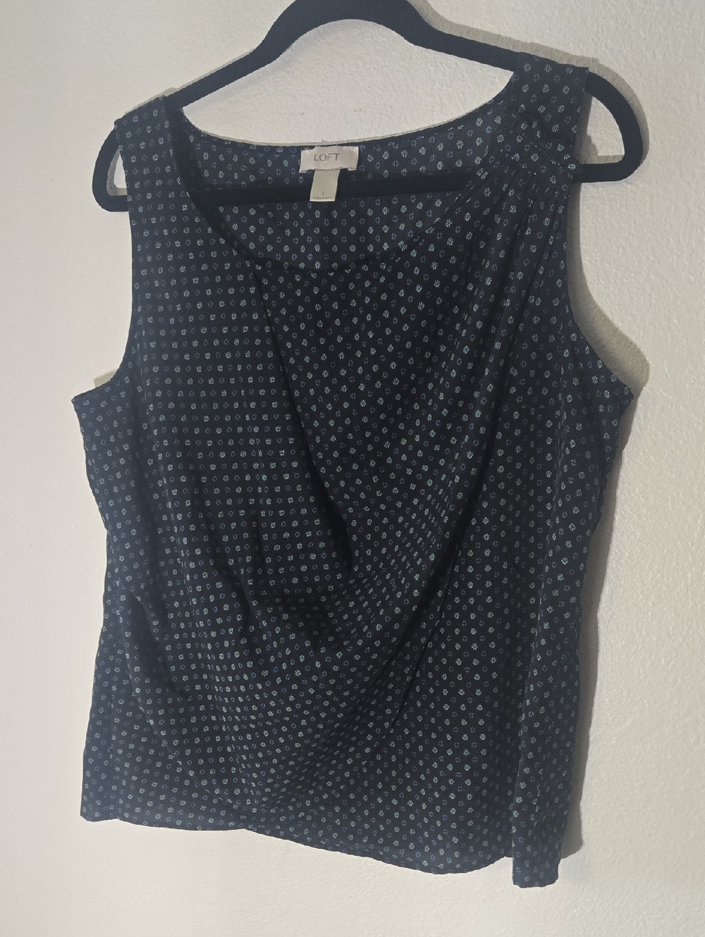 LOFT Navy Blue Printed Draped Sleeveless Camisole